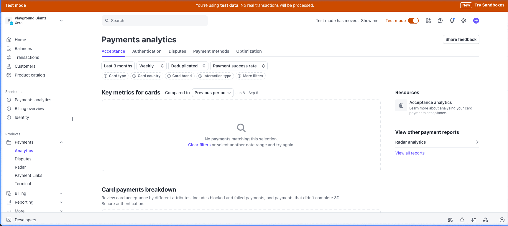 Stripe Dashboard Screenshot